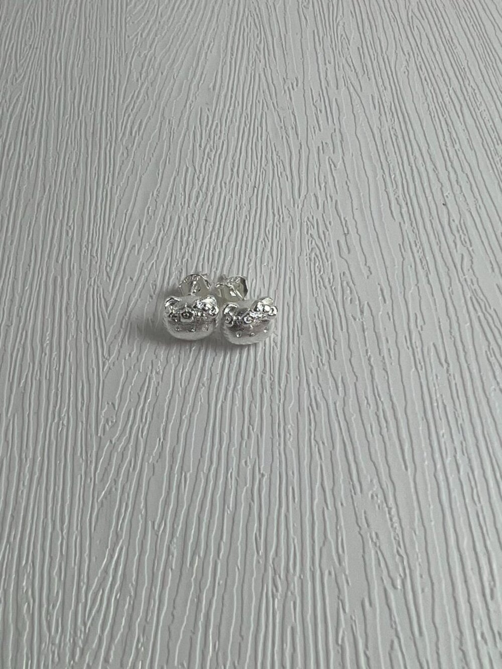 Hello Kitty Sterling Silver Diamond Stud Earrings